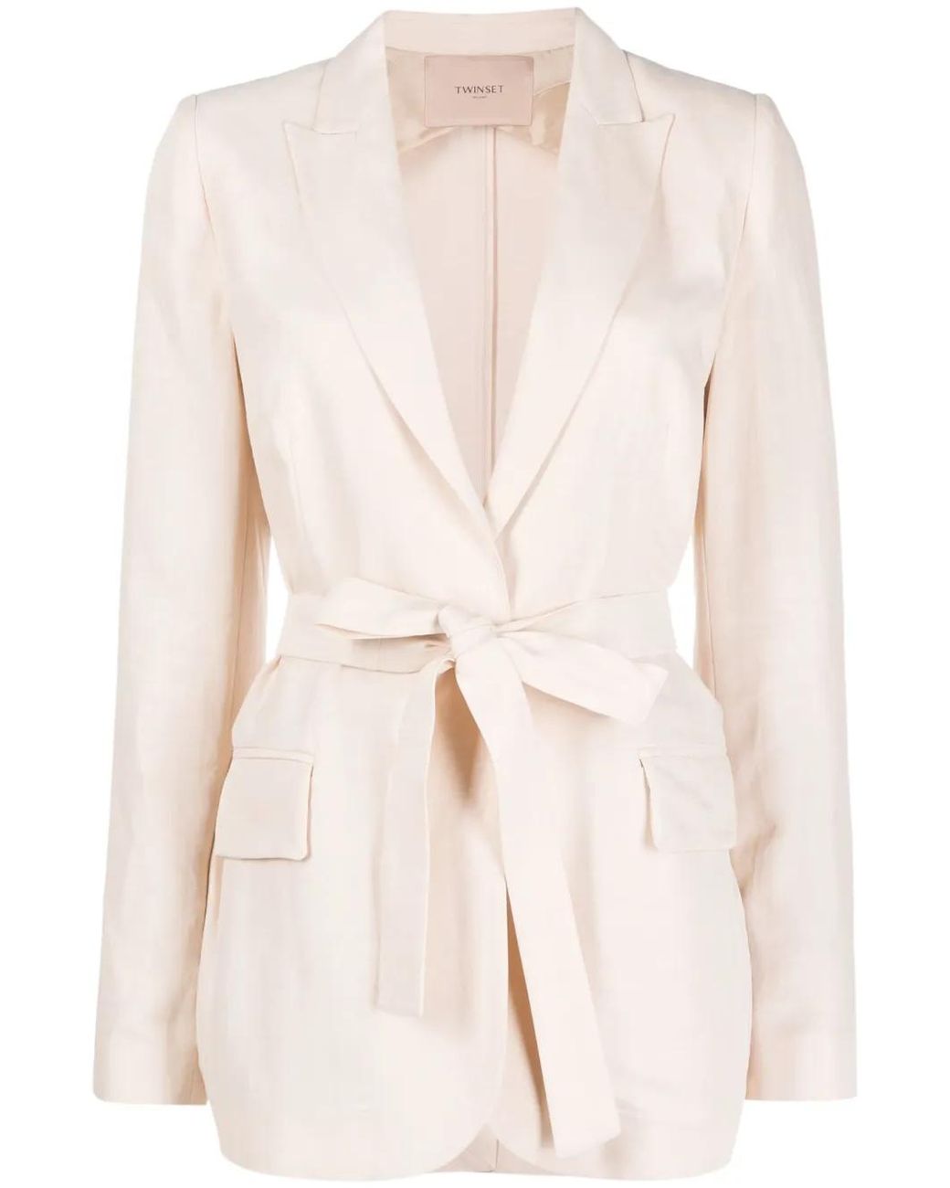 Twinset Natural Single-Breasted Tied-Waist Blazer