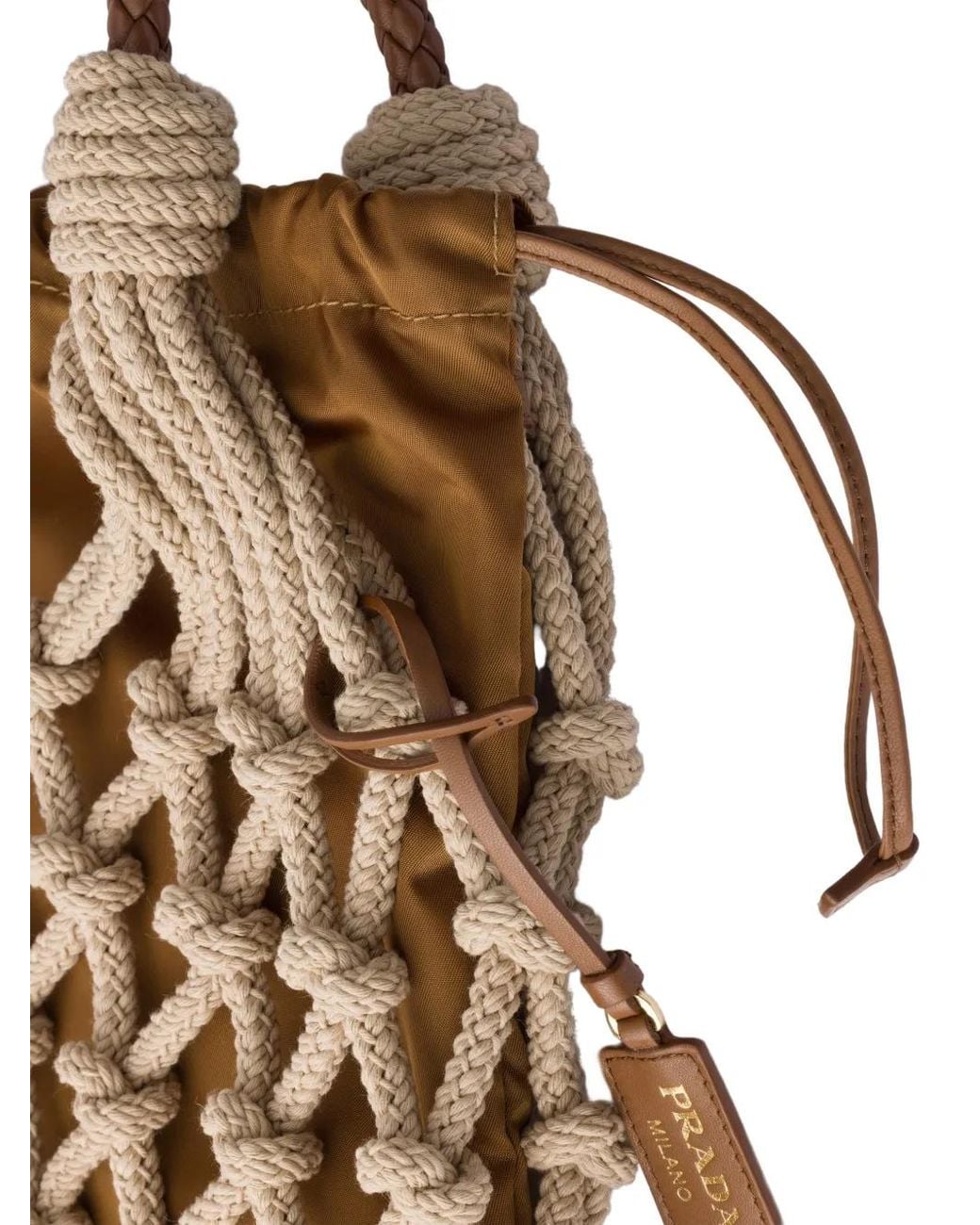 Prada Brown Noué Medium Cotton Macramé Bag
