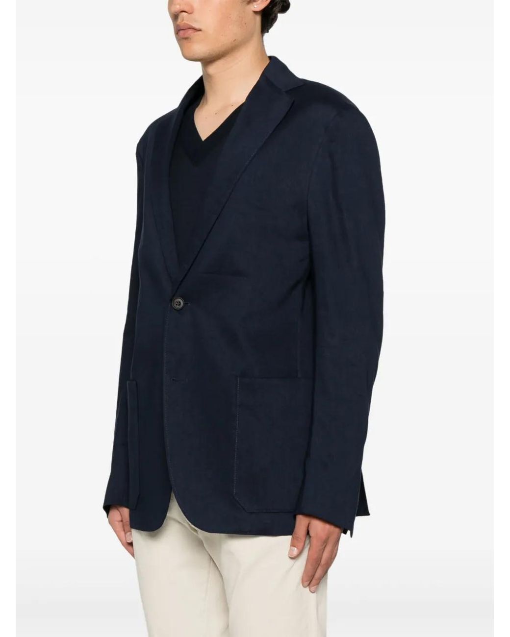 Corneliani Blue Single-Breasted Blazer for men