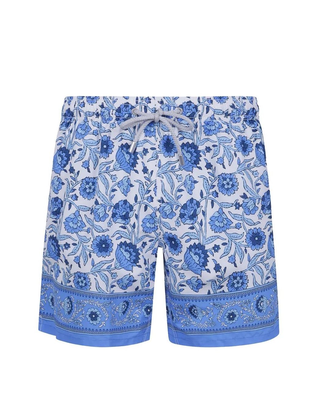 Mc2 Saint Barth Blue Gustavia Swim Shorts With Batik Floral Print for men