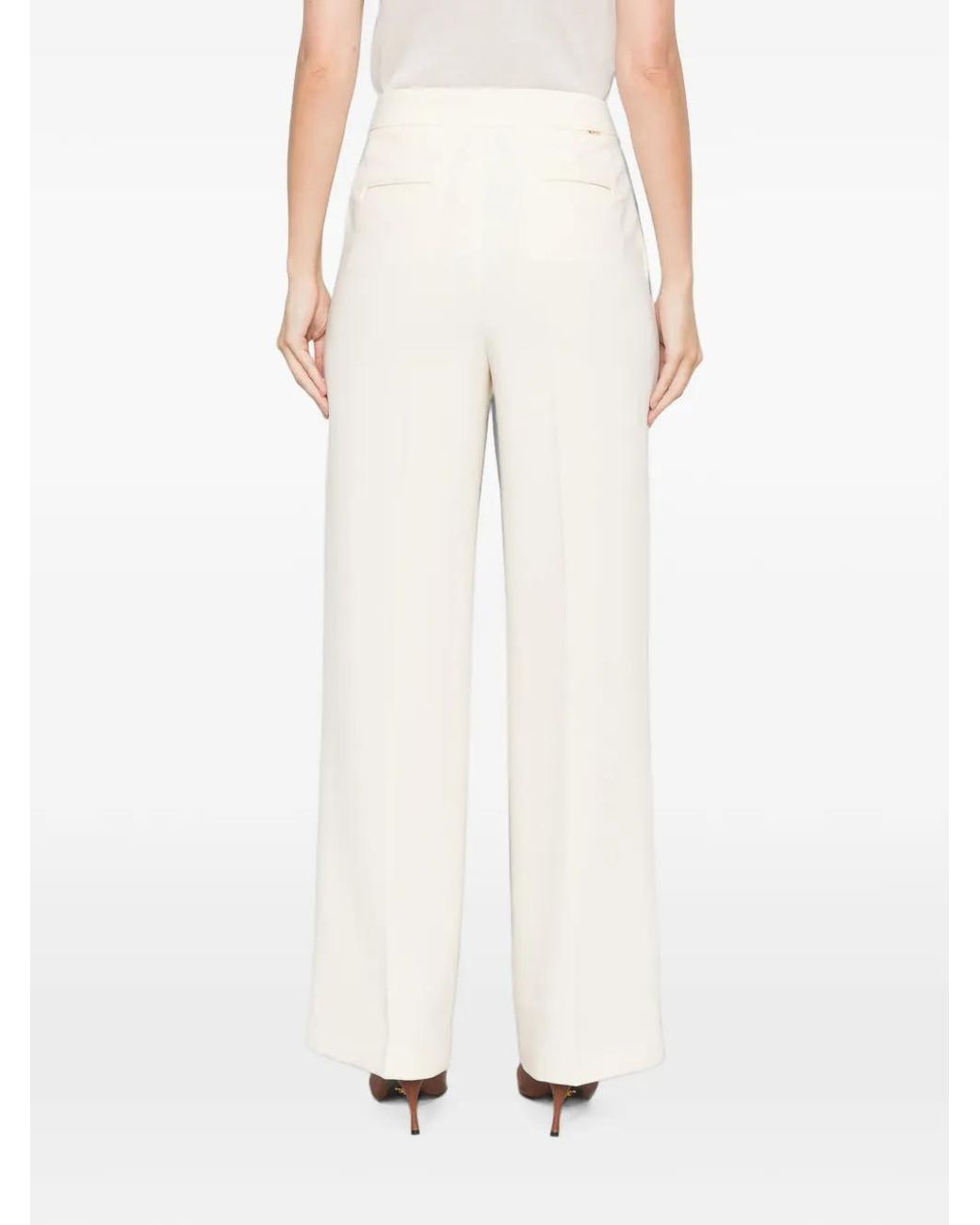 Twinset White Straight-Leg Crêpe Trousers