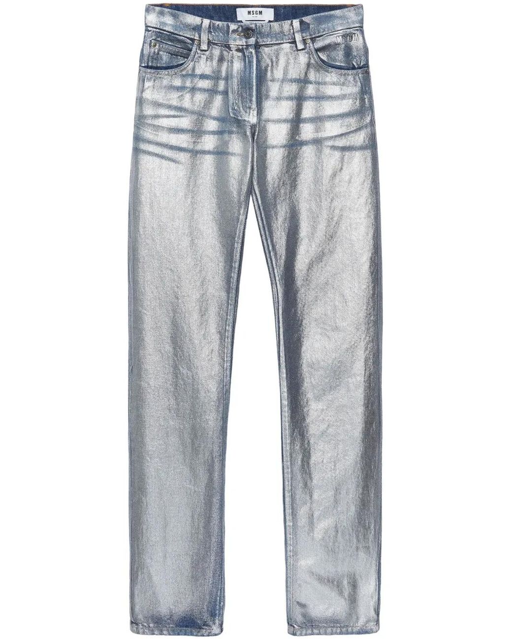 Vaqueros Rectos Con Acabado Metalizado MSGM de color Blue