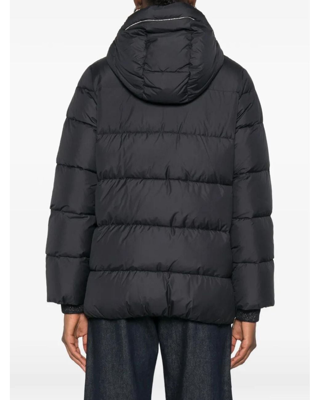Peserico Black Hooded Padded Jacket