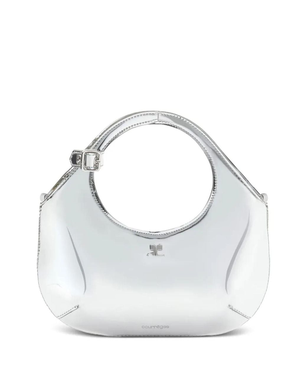 Courreges White Mini Holy Metallic-effect Tote Bag