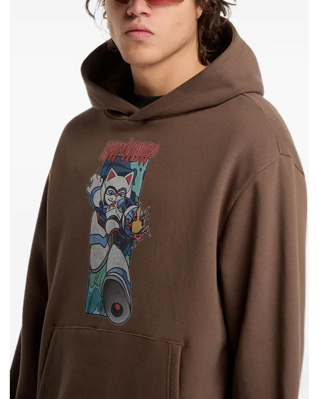 RIPNDIP Brown Rokkunerm Graphic-Print Hoodie for men