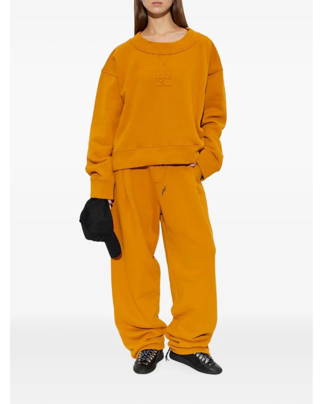 DSquared² Orange Logo-Embossed Drawstring Track Pants