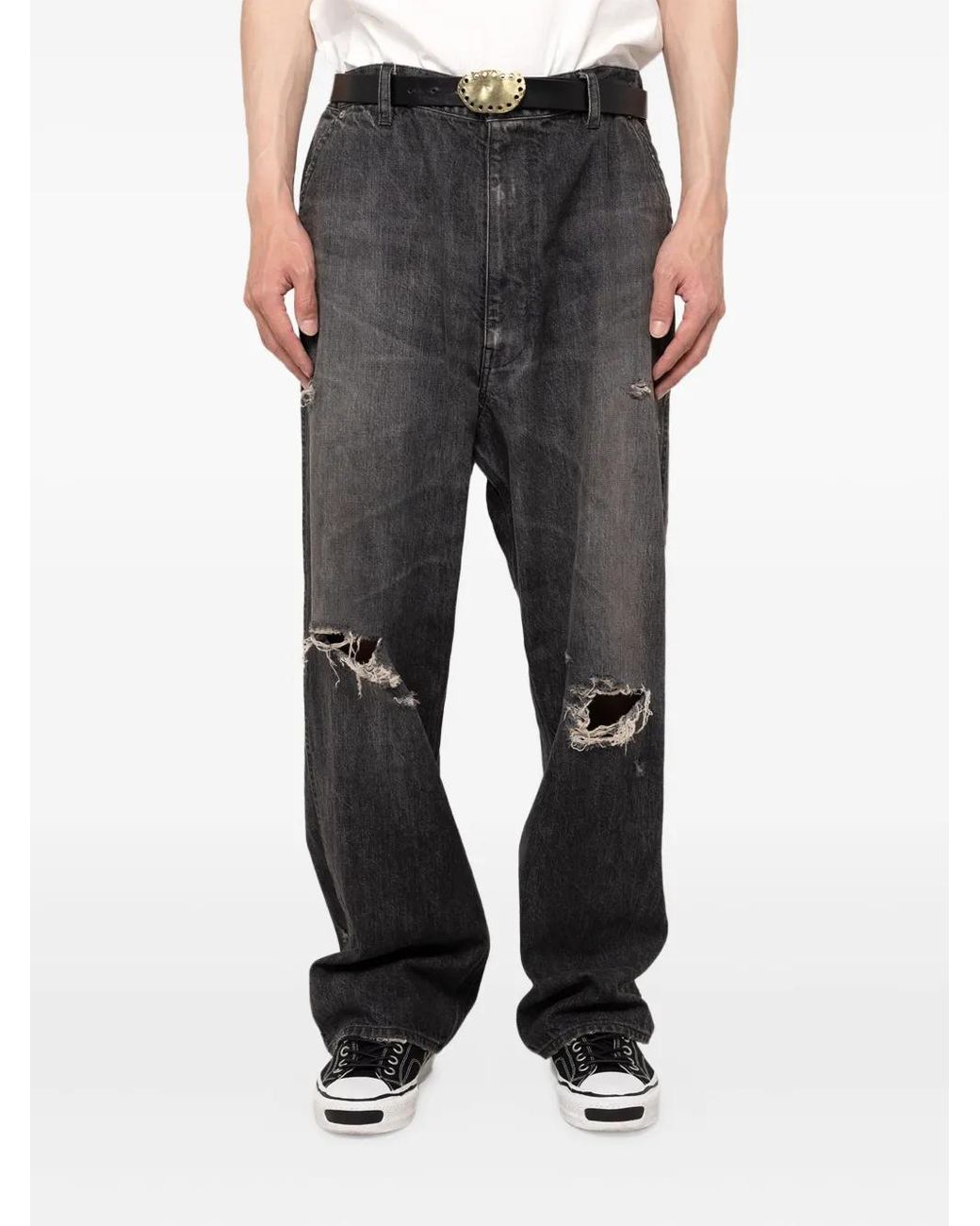 KAMIYA Gray Distressed Jeans for men