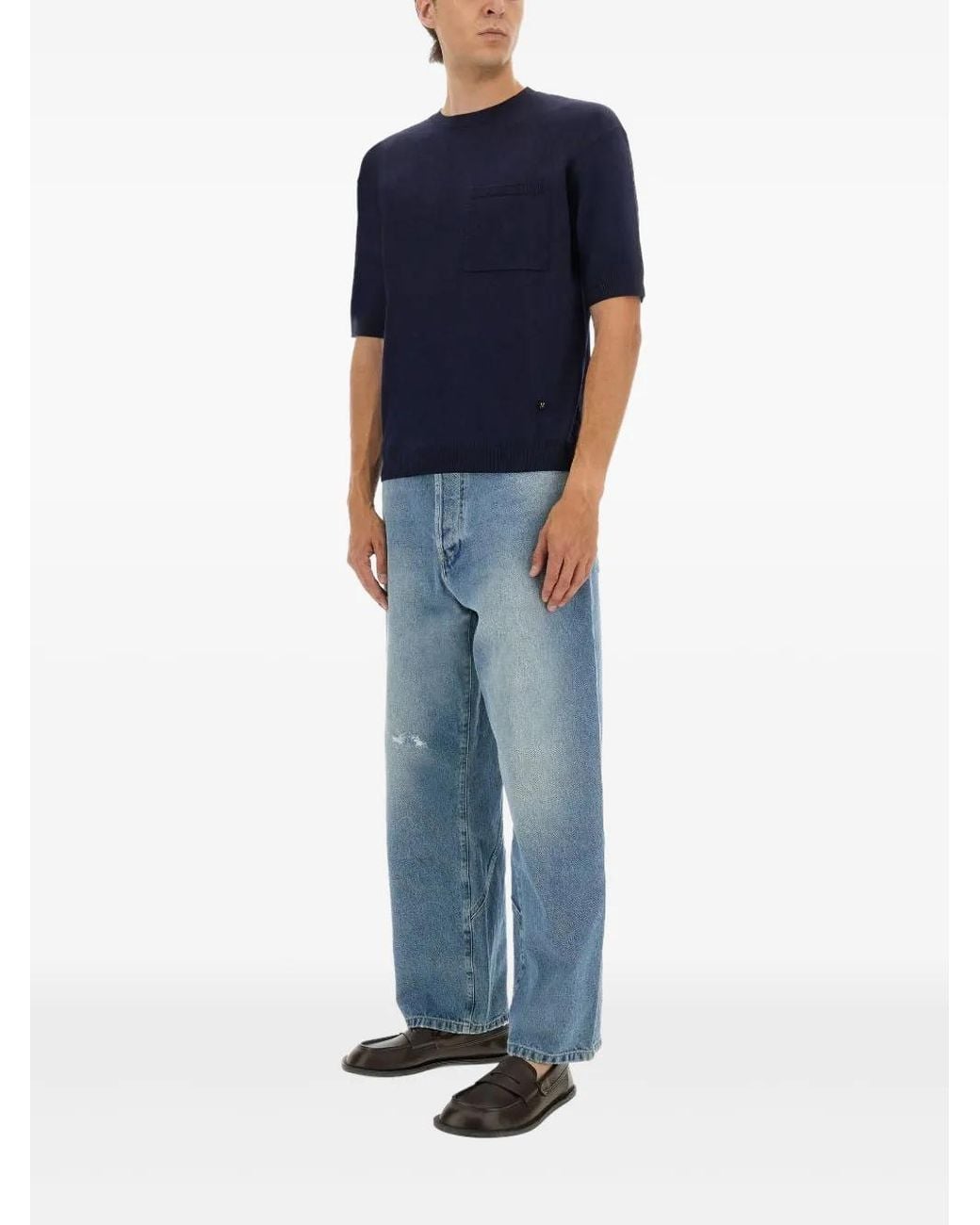 Moschino Blue Patch-Pocket T-Shirt for men