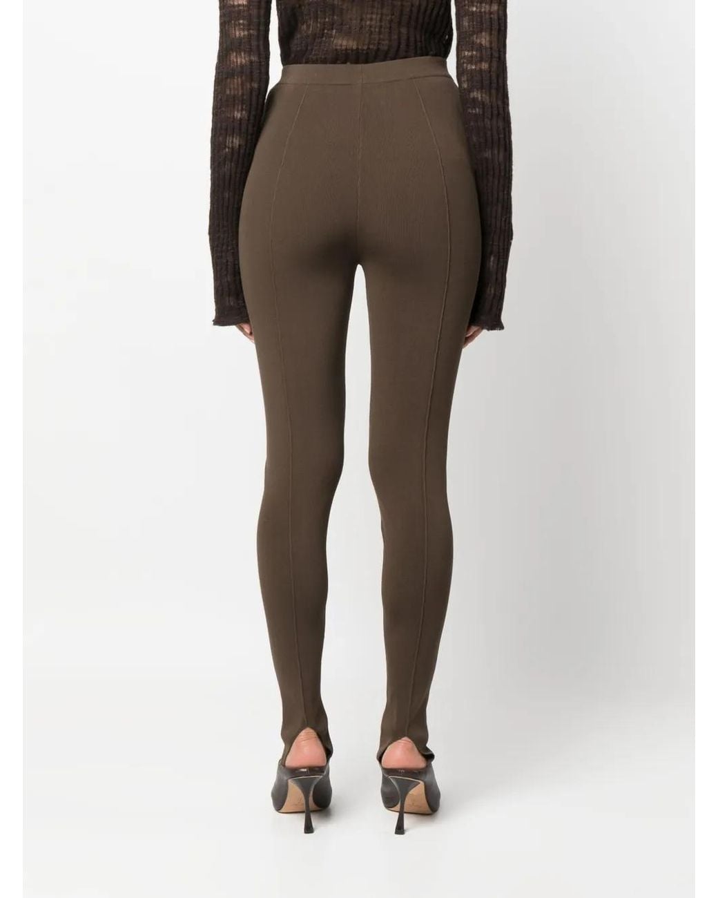 Nanushka Brown Stirrup-Cuffs High-Waisted Leggings