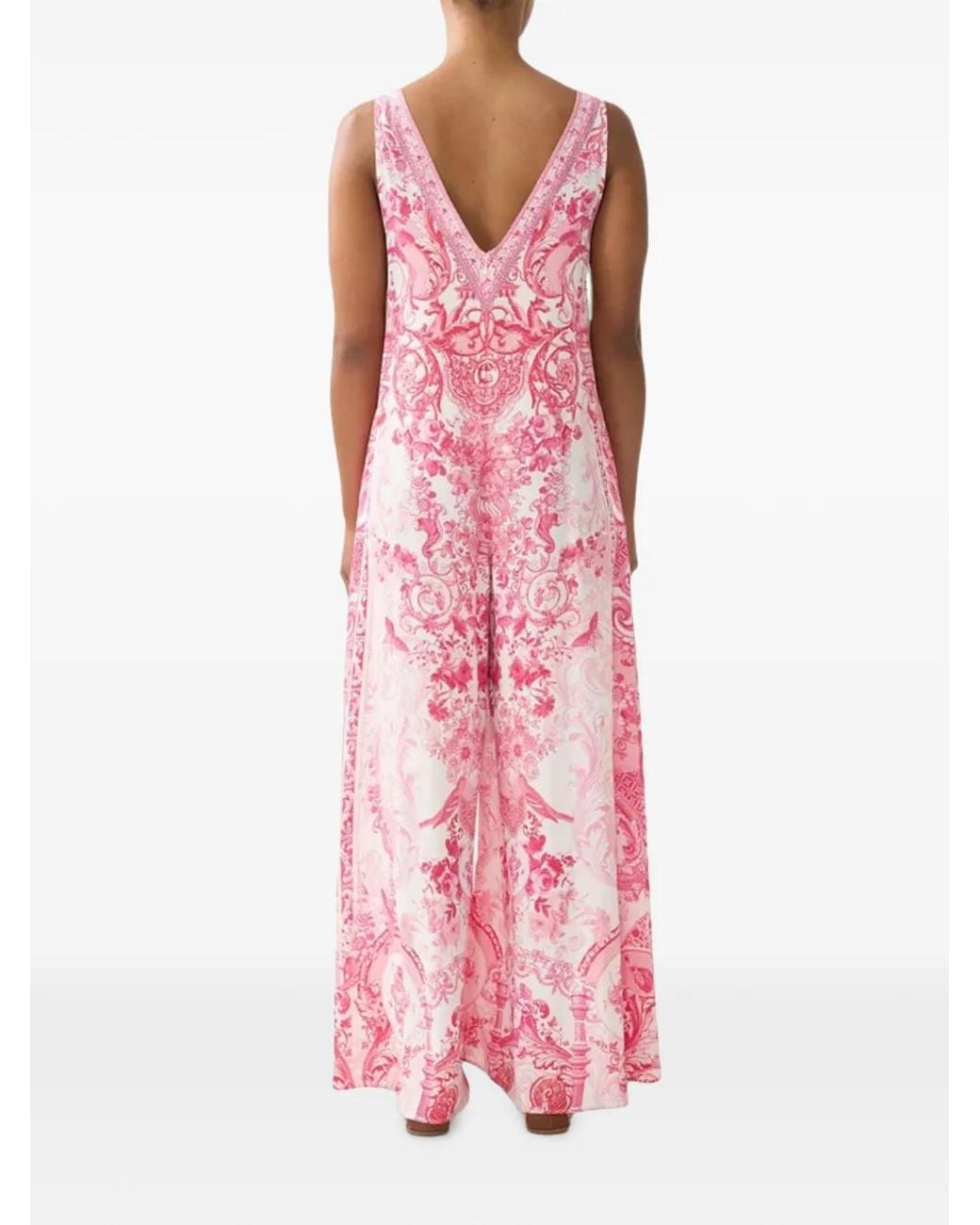 Camilla Pink Floral-Print Silk Jumpsuit
