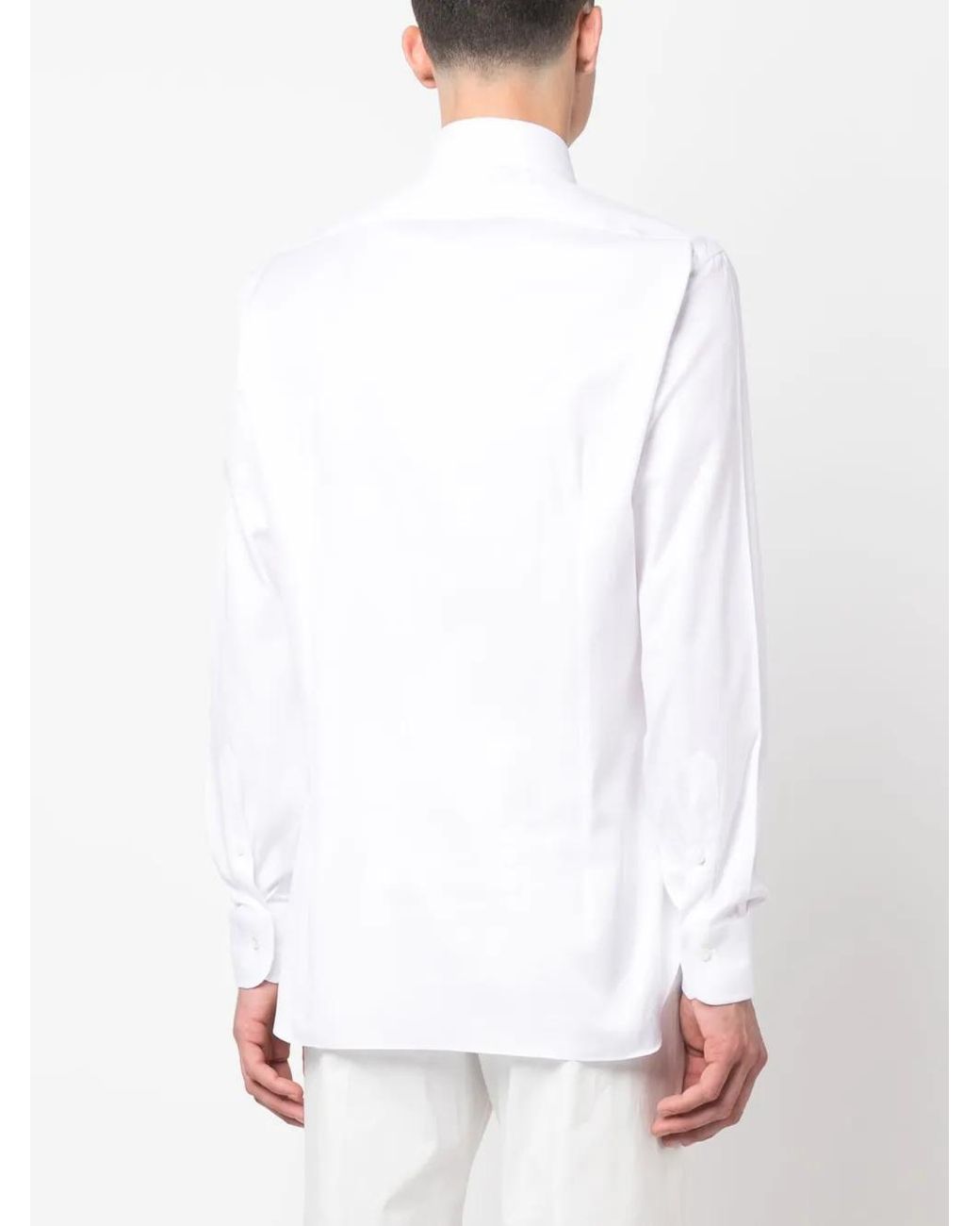 Barba Napoli White Spread-Collar Cotton Shirt for men