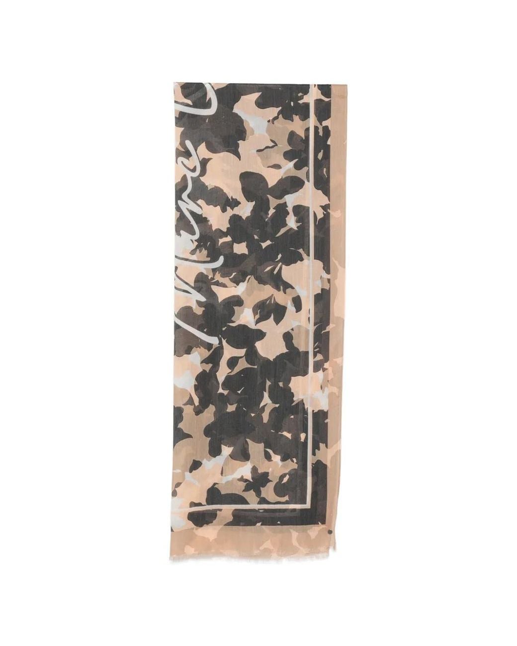Marc O' Polo White Floral-Print Frayed Scarf