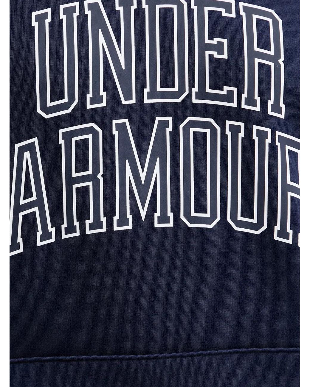 Under Armour Blue Rival Logo-Print Panelled Hoodie for men