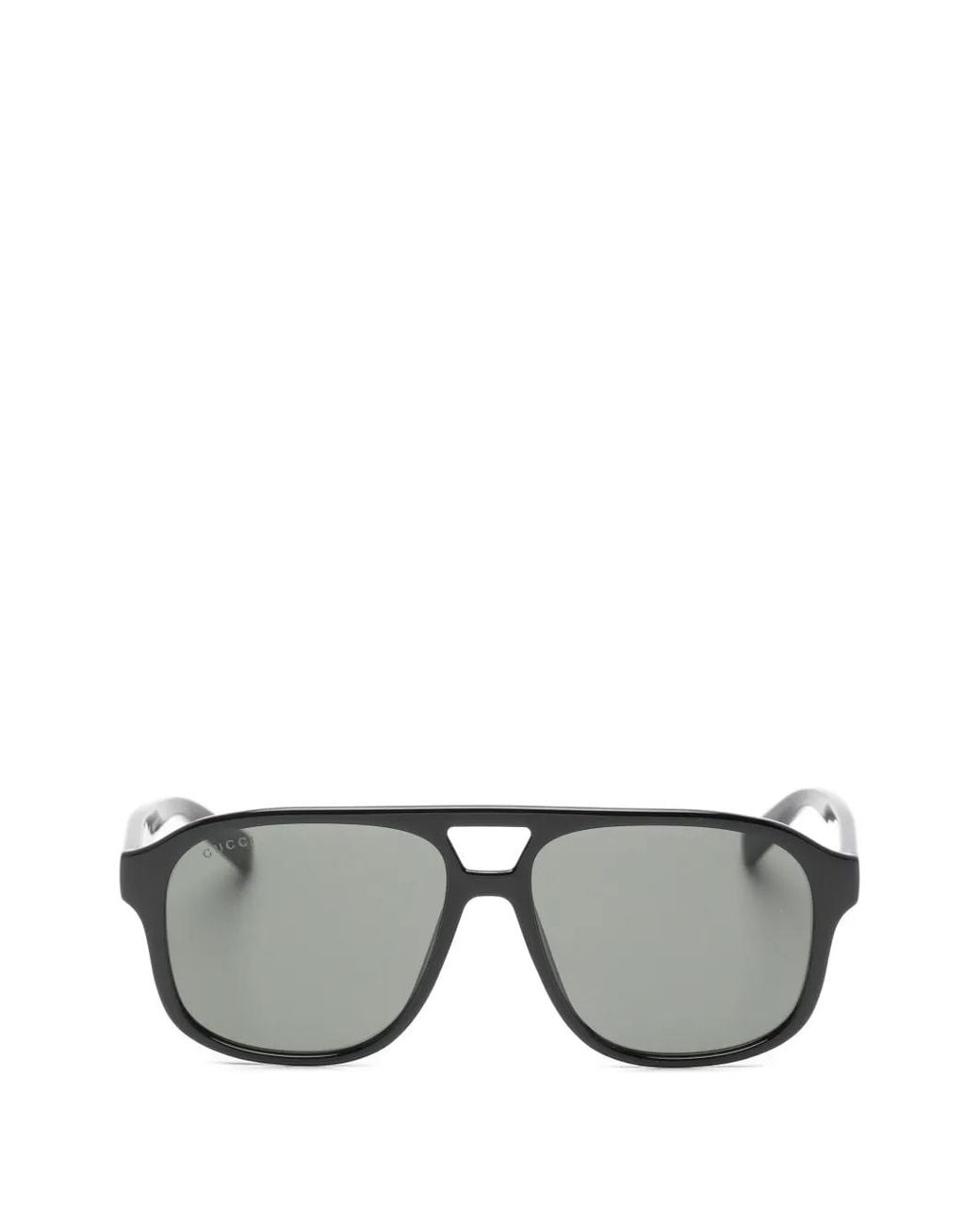 Gucci Gray Double-Bridge Pilot-Frame Sunglasses