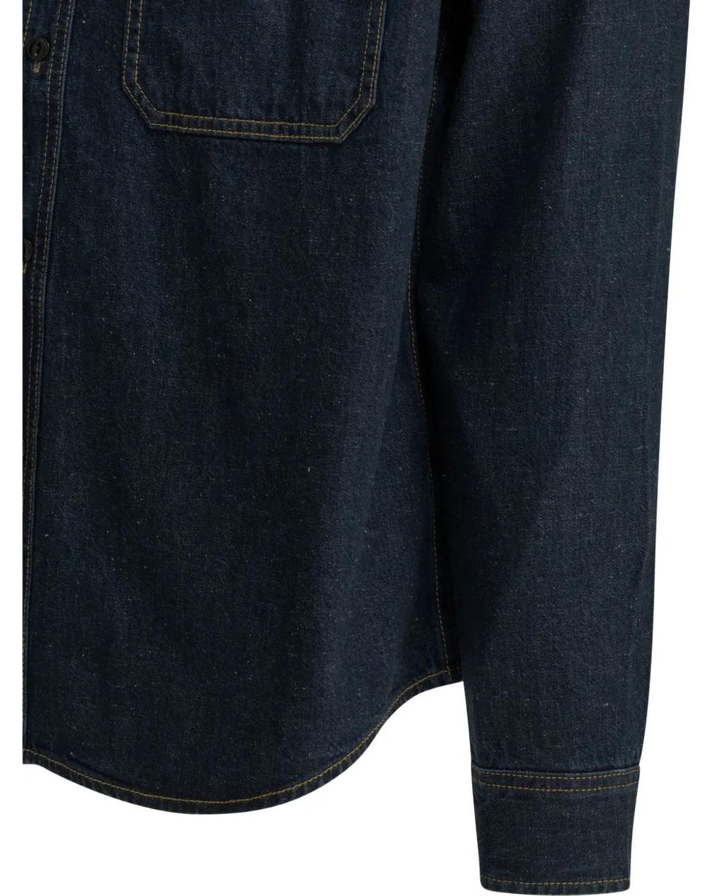 Stussy Blue Contrast-Stitch Denim Shirt for men