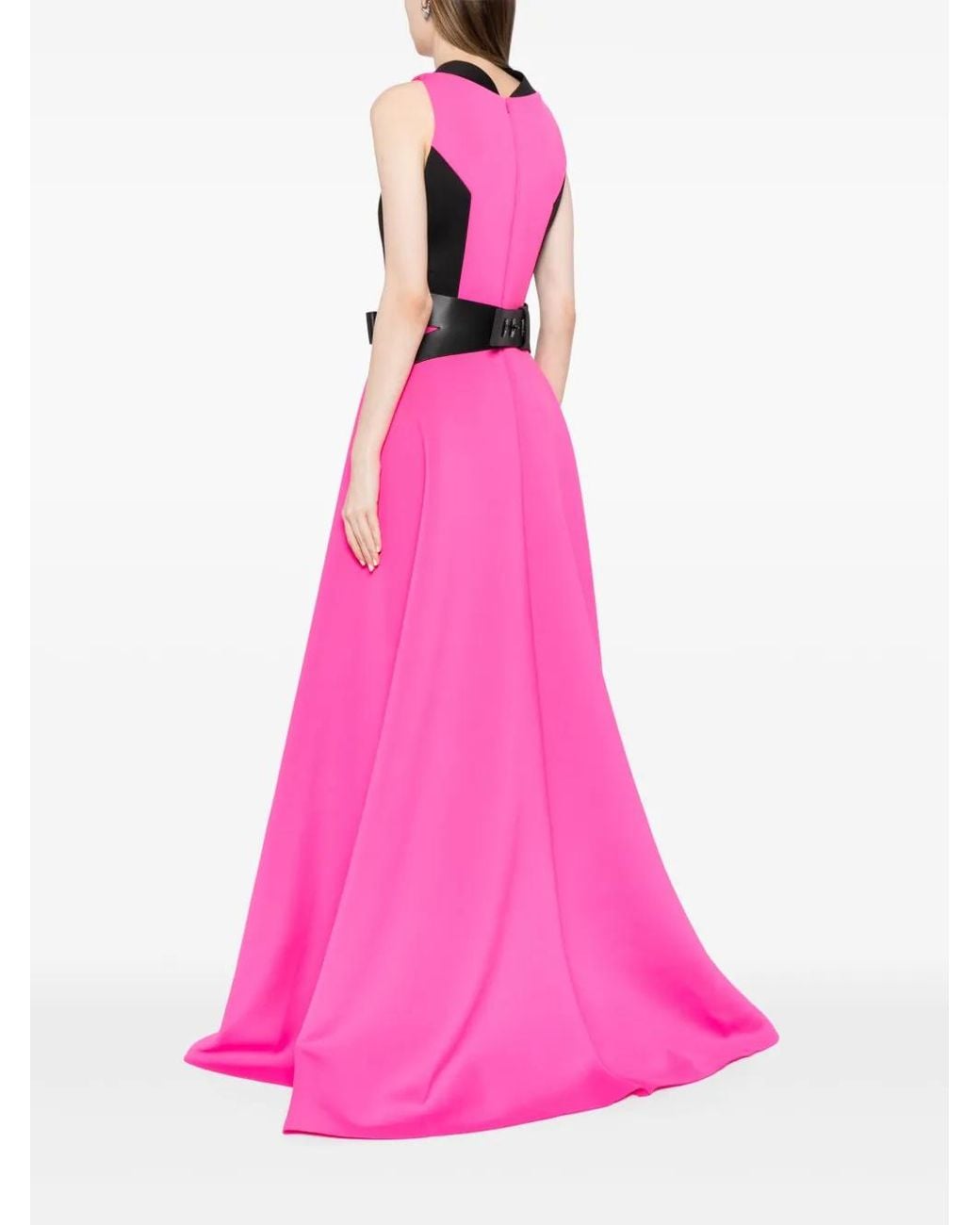 Saiid Kobeisy Pink Panelled Belted Gown