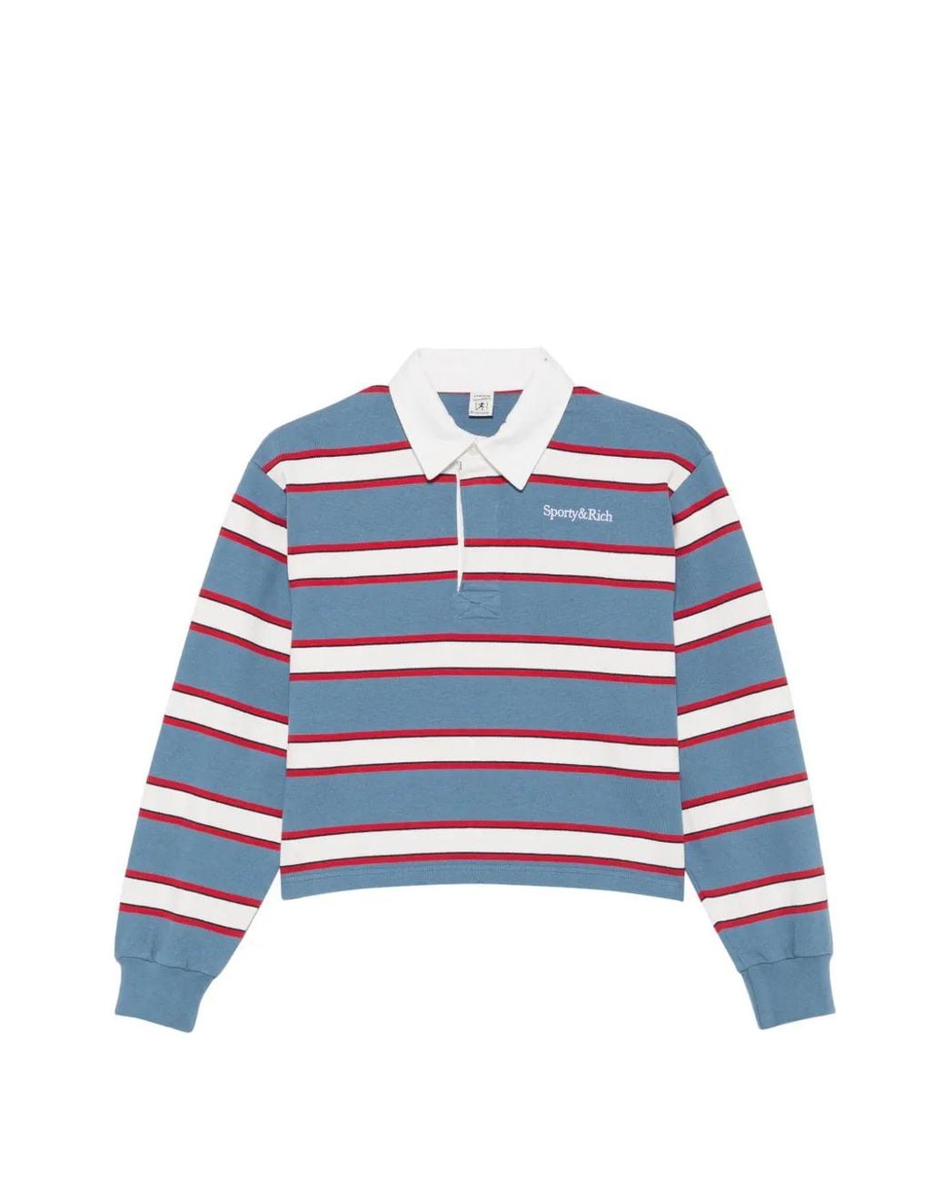 Sporty & Rich Blue Blondie Striped Long-Sleeve Polo Shirt