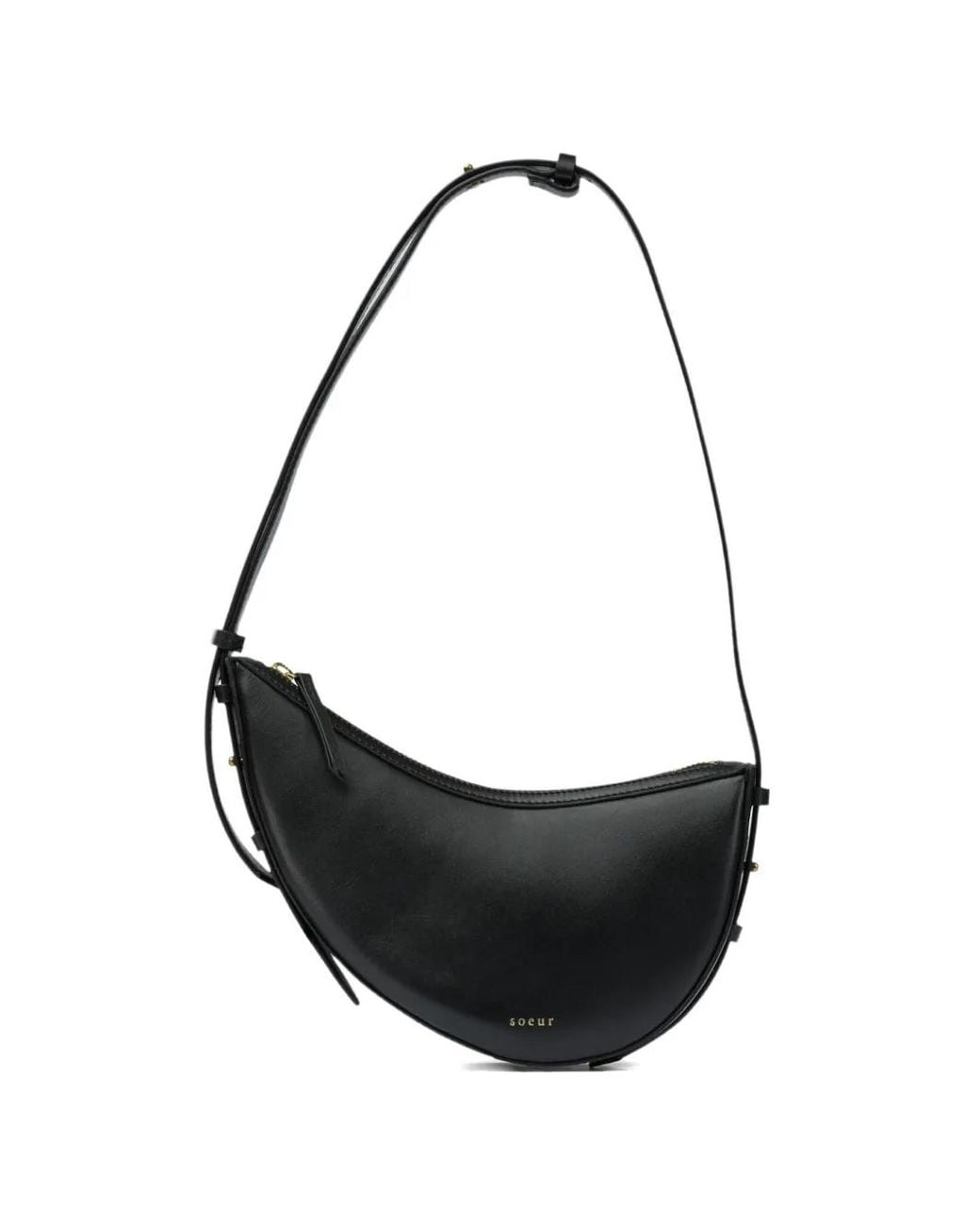 Soeur Black Mini Wino Curved Shoulder Bag