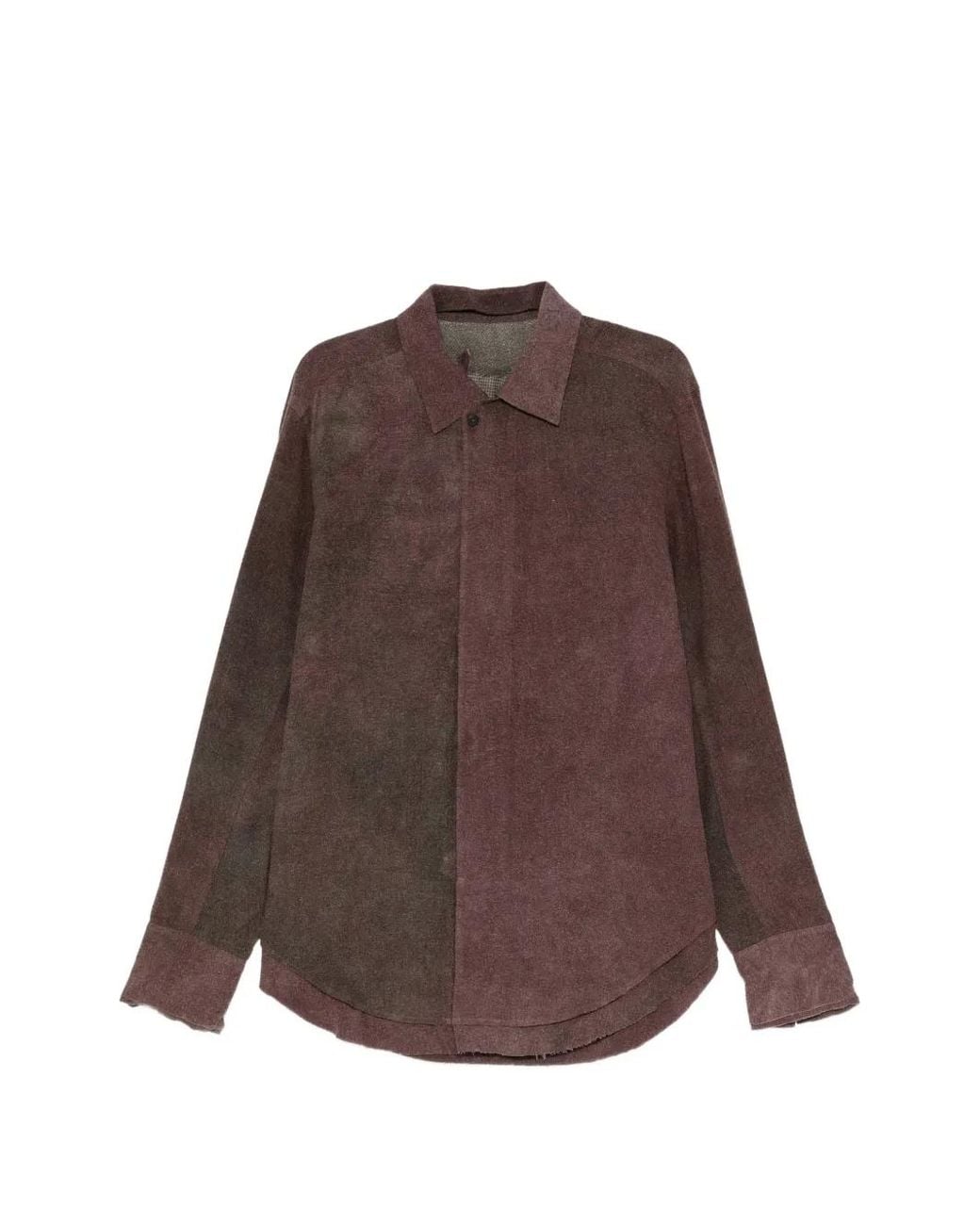 Ziggy Chen Brown Faded-Effect Concealed-Fastening Shirt for men