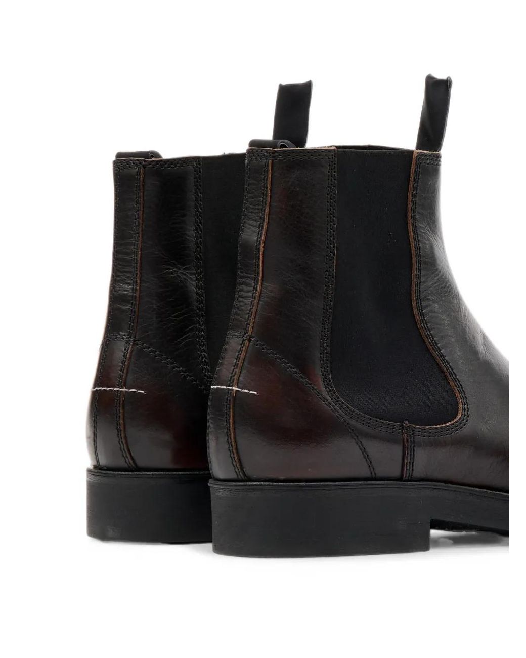 MM6 by Maison Margiela Black Brushed Leather Chelsea Boots for men