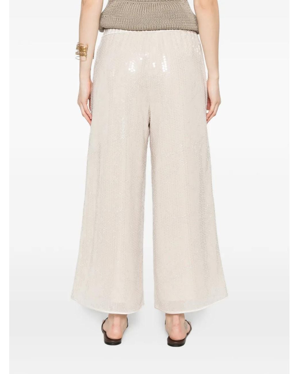 Peserico White Sequin-Embellished Pants