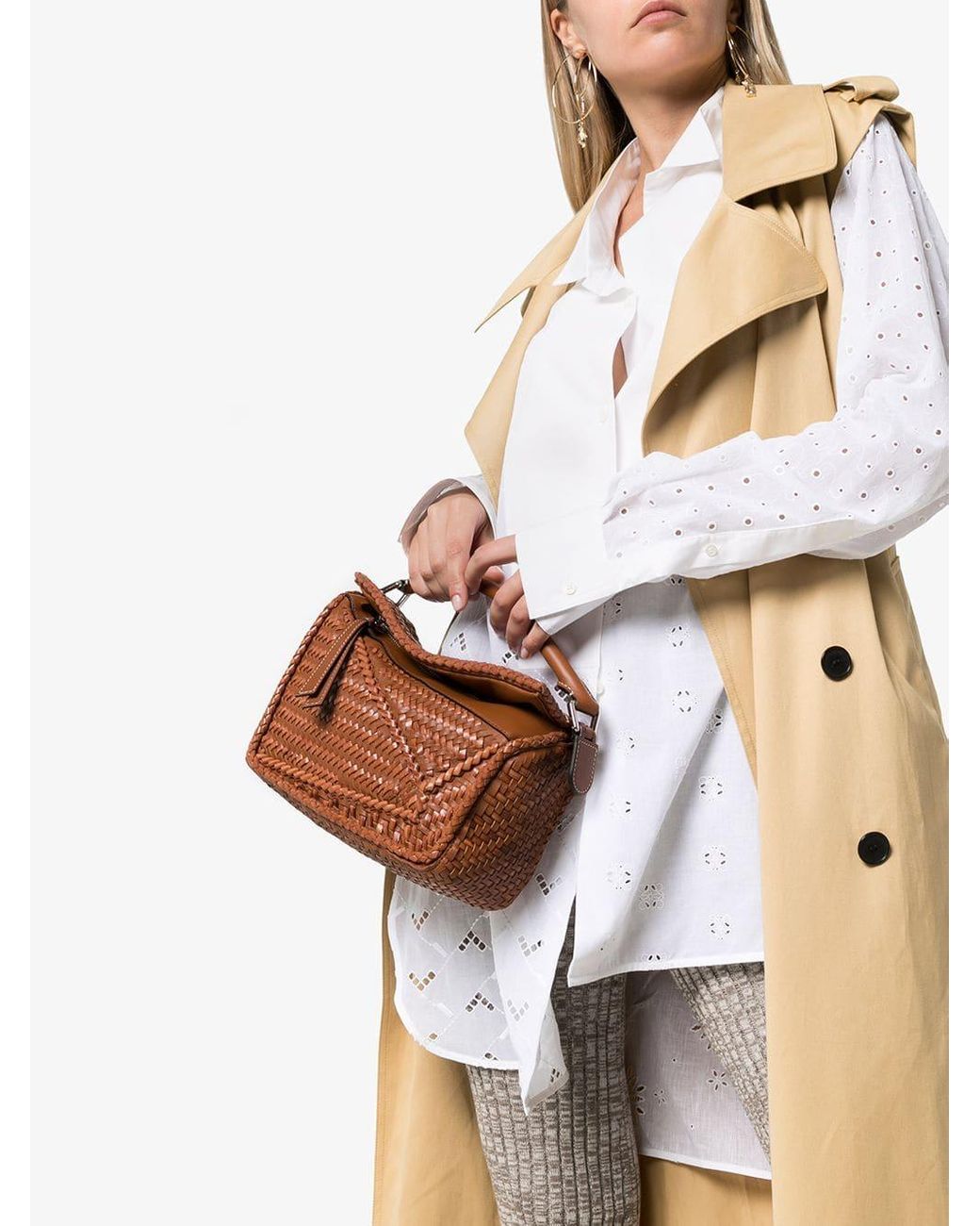 Loewe Puzzle Woven Small Bag in Brown Lyst