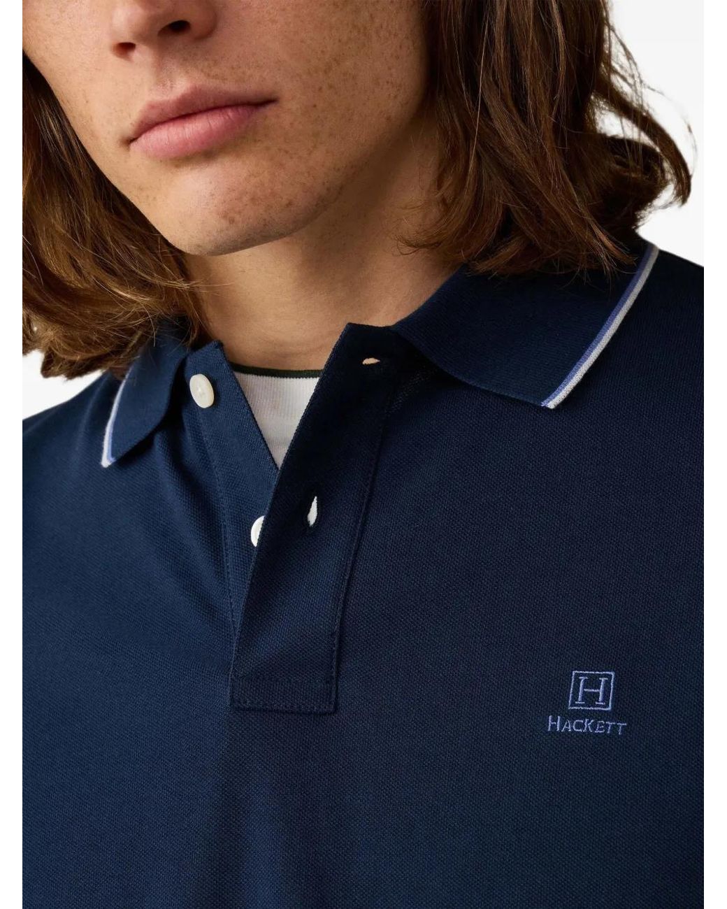 Hackett Blue Logo-Embroidered Polo Shirt for men