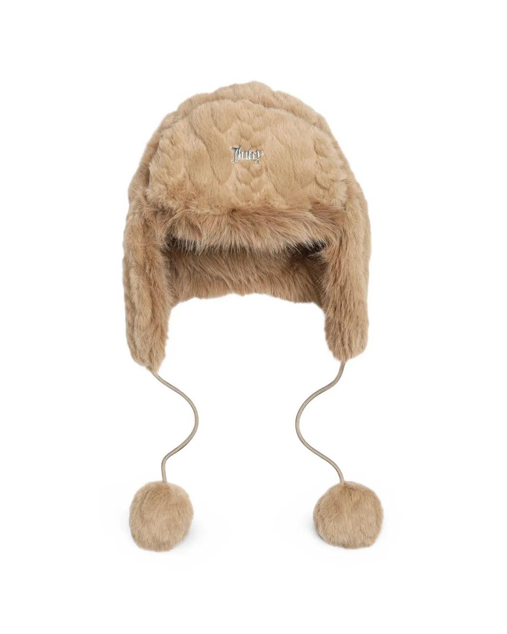 Juicy Couture White Logo-Plaque Trapper Hat