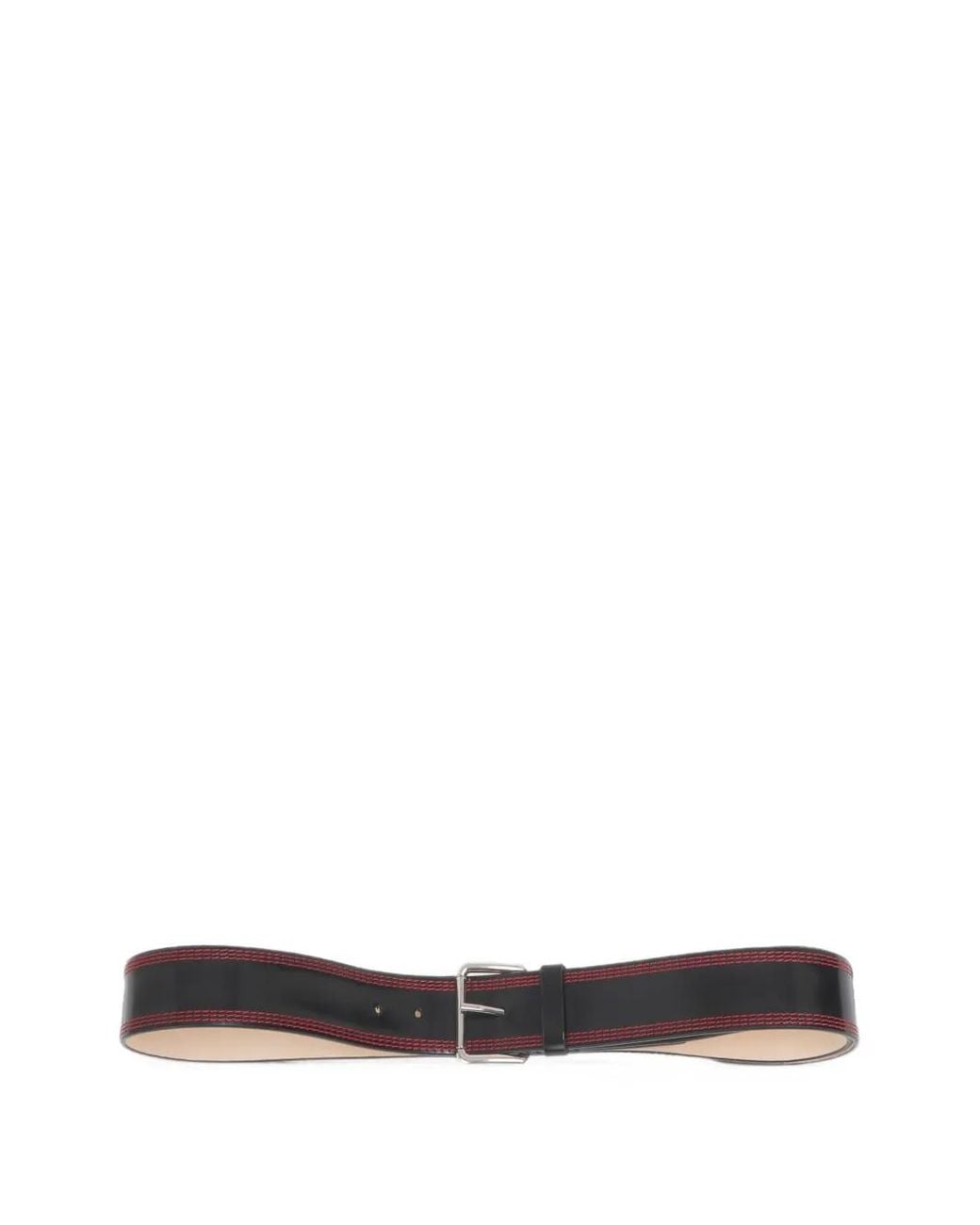 Marni White Triple-Needle-Stitch Leather Belt