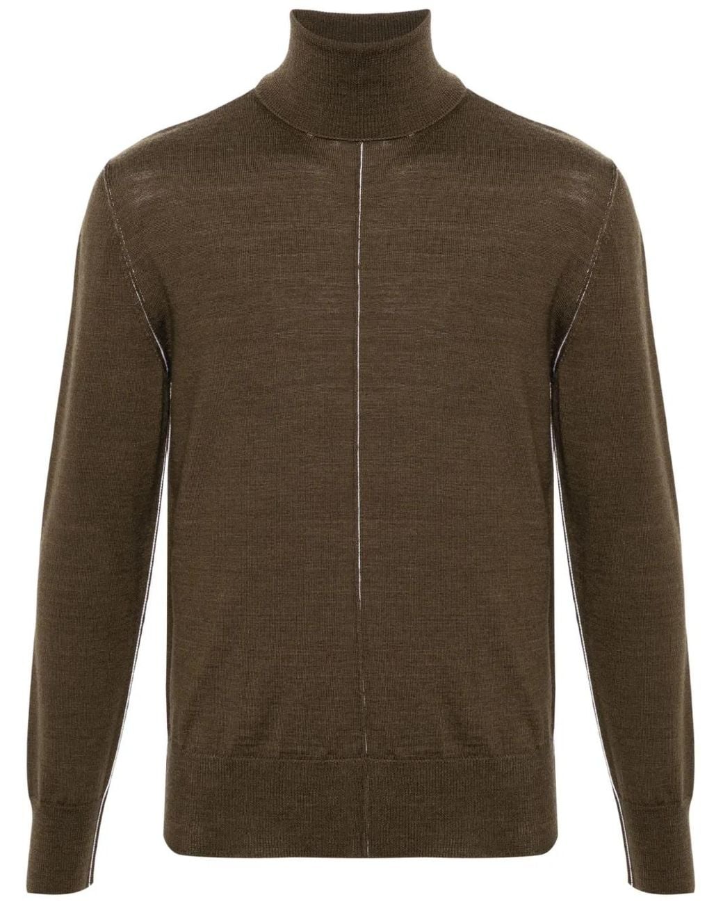 MM6 by Maison Margiela Brown High Neck Jumper for men