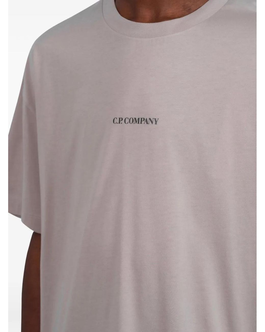 C P Company Gray 30/1 Jersey Short-Sleeve Logo T-Shirt for men