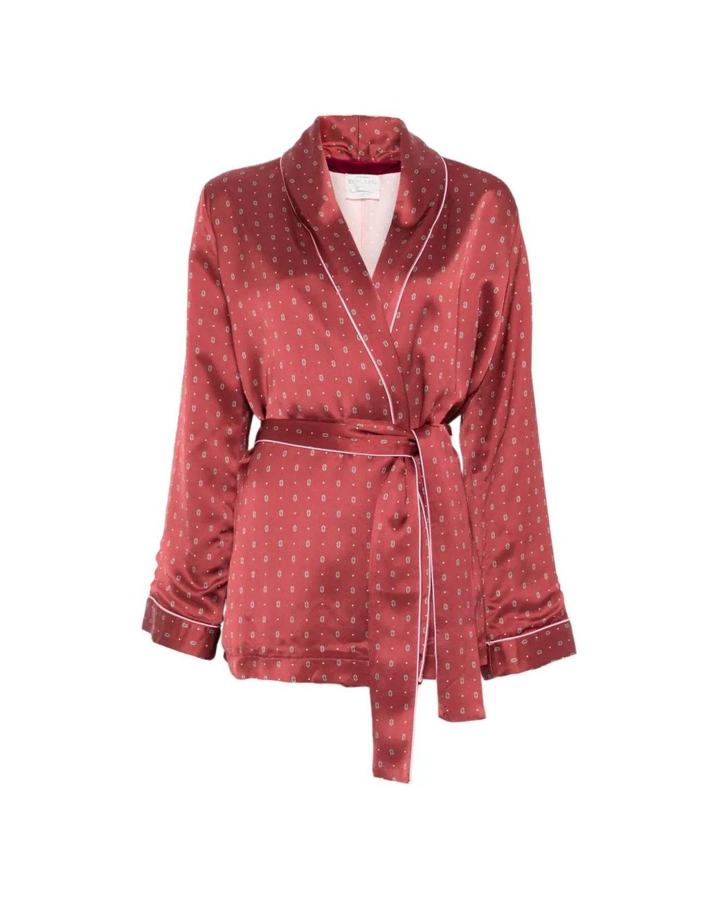 Forte_forte Red Belted Patterned Jacket