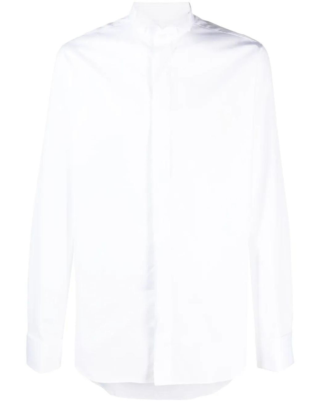 Canali White Long-Sleeved Cotton Shirt for men