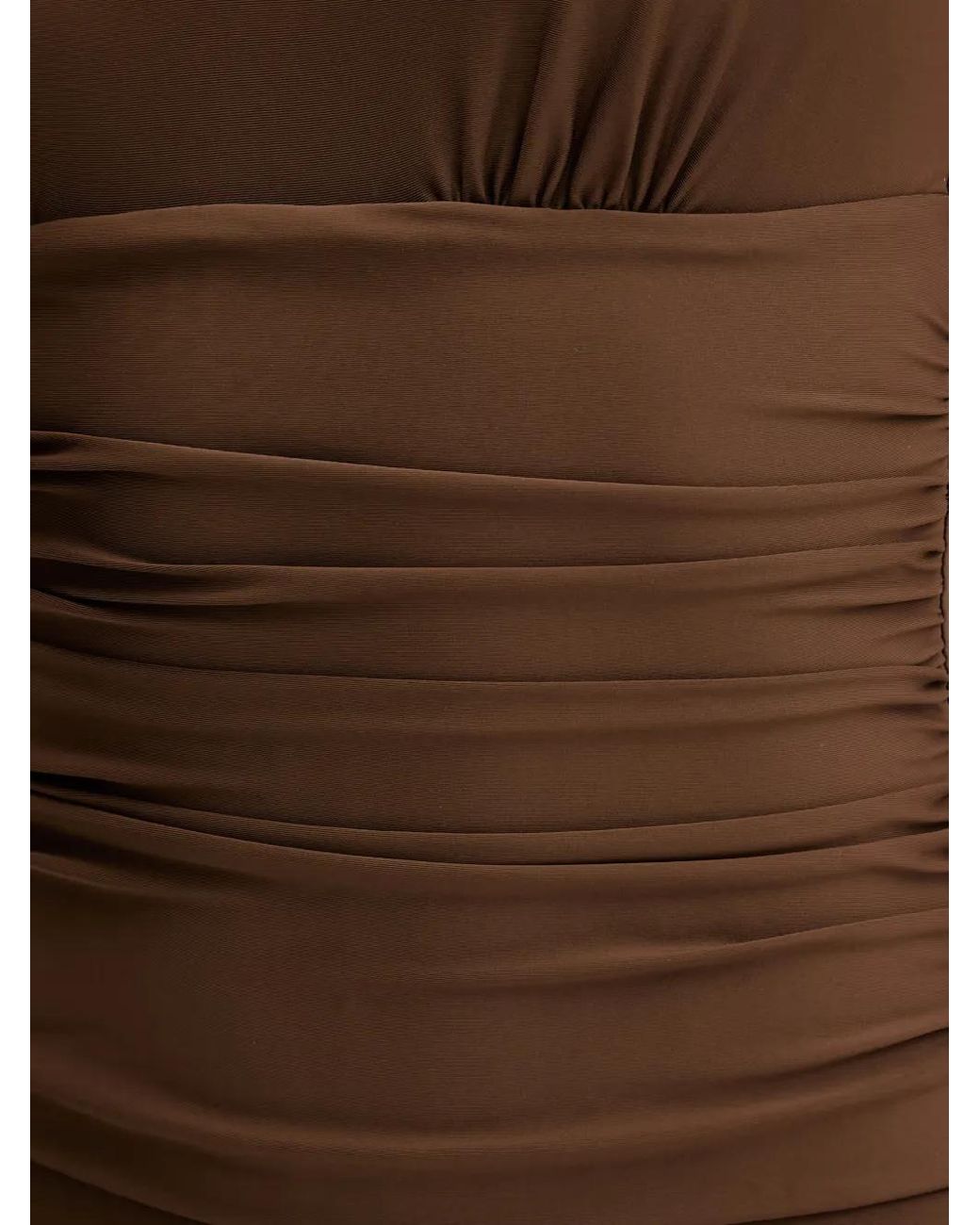DKNY Brown Ruffled Ruched Swimsuit