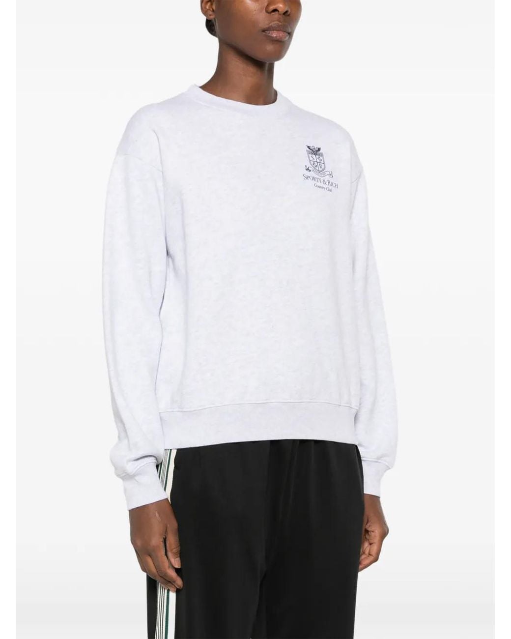 Sporty & Rich White Logo-Print Sweatshirt