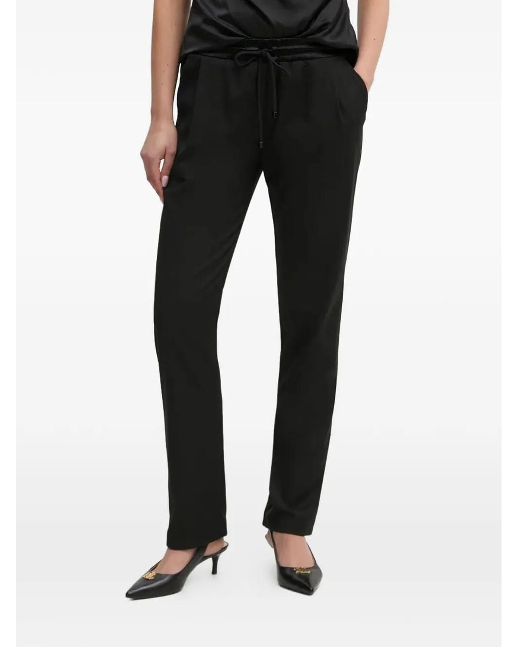 La Petite Francaise Black Parental Drawstring-Waistband Trousers
