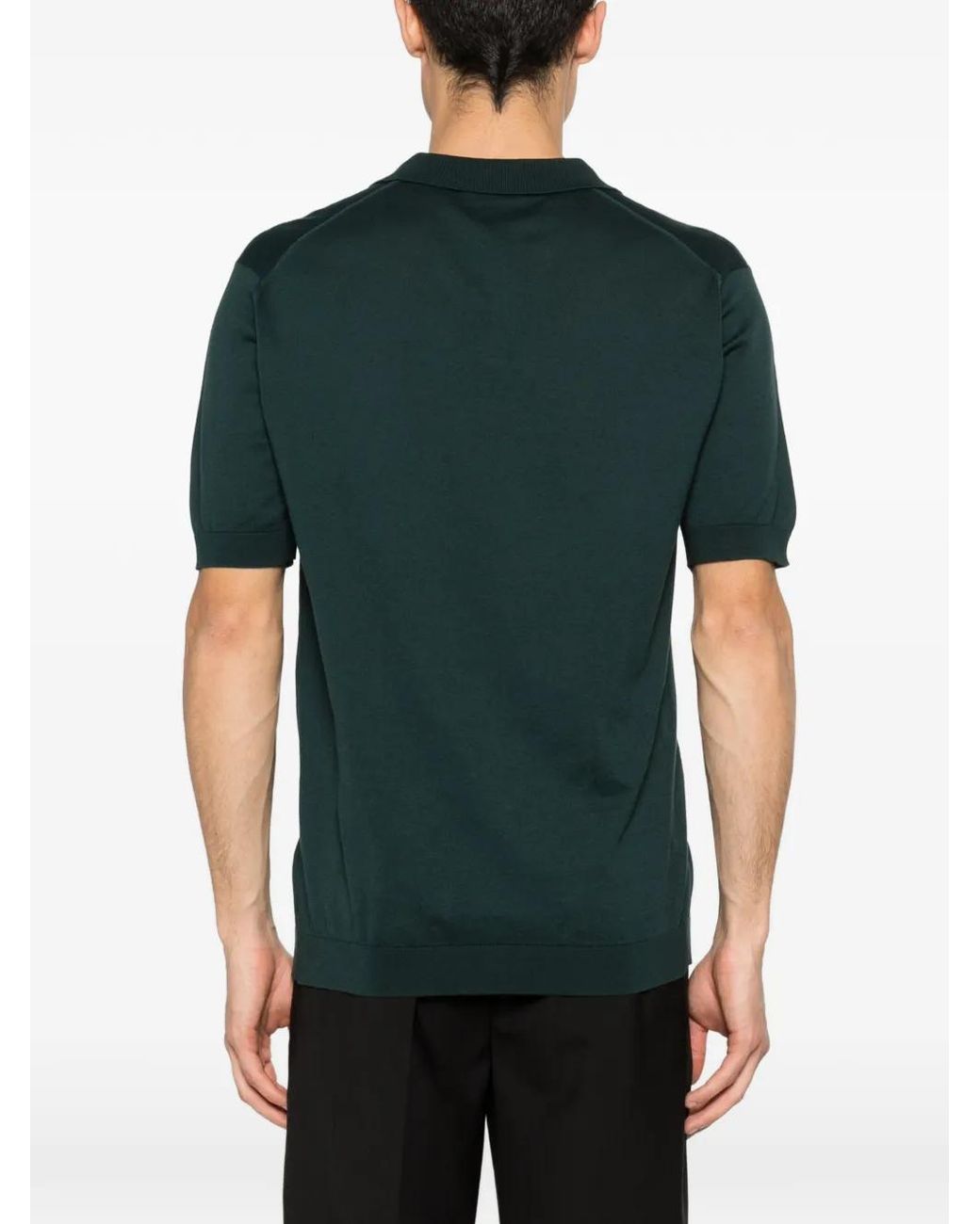 John Smedley Green Noah Polo-Collar T-Shirt for men