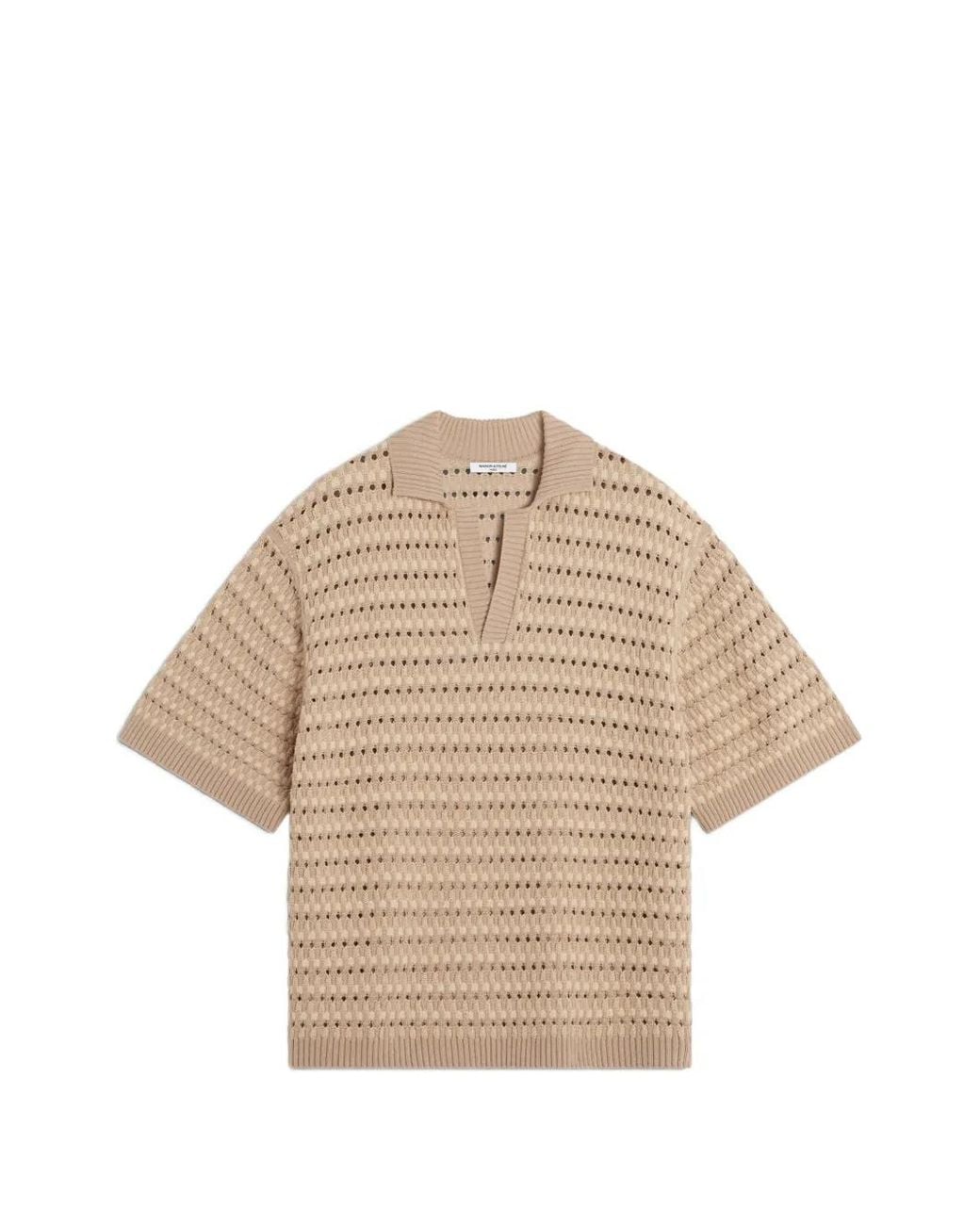 Maison Kitsuné Natural Open-Knit Polo Shirt for men