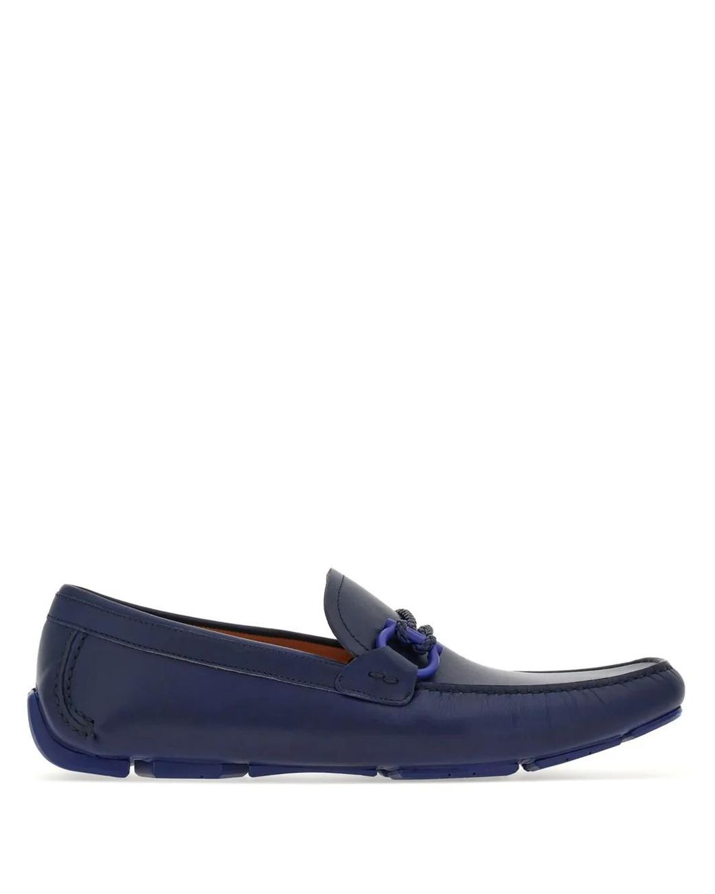 Ferragamo Blue Driver Gancini-Plaque Loafers for men