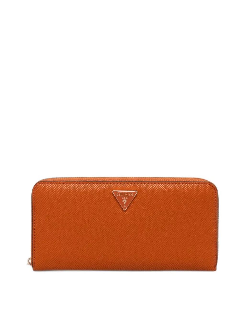 Guess Orange Logo-Plaque Saffiano-Effect Wallet