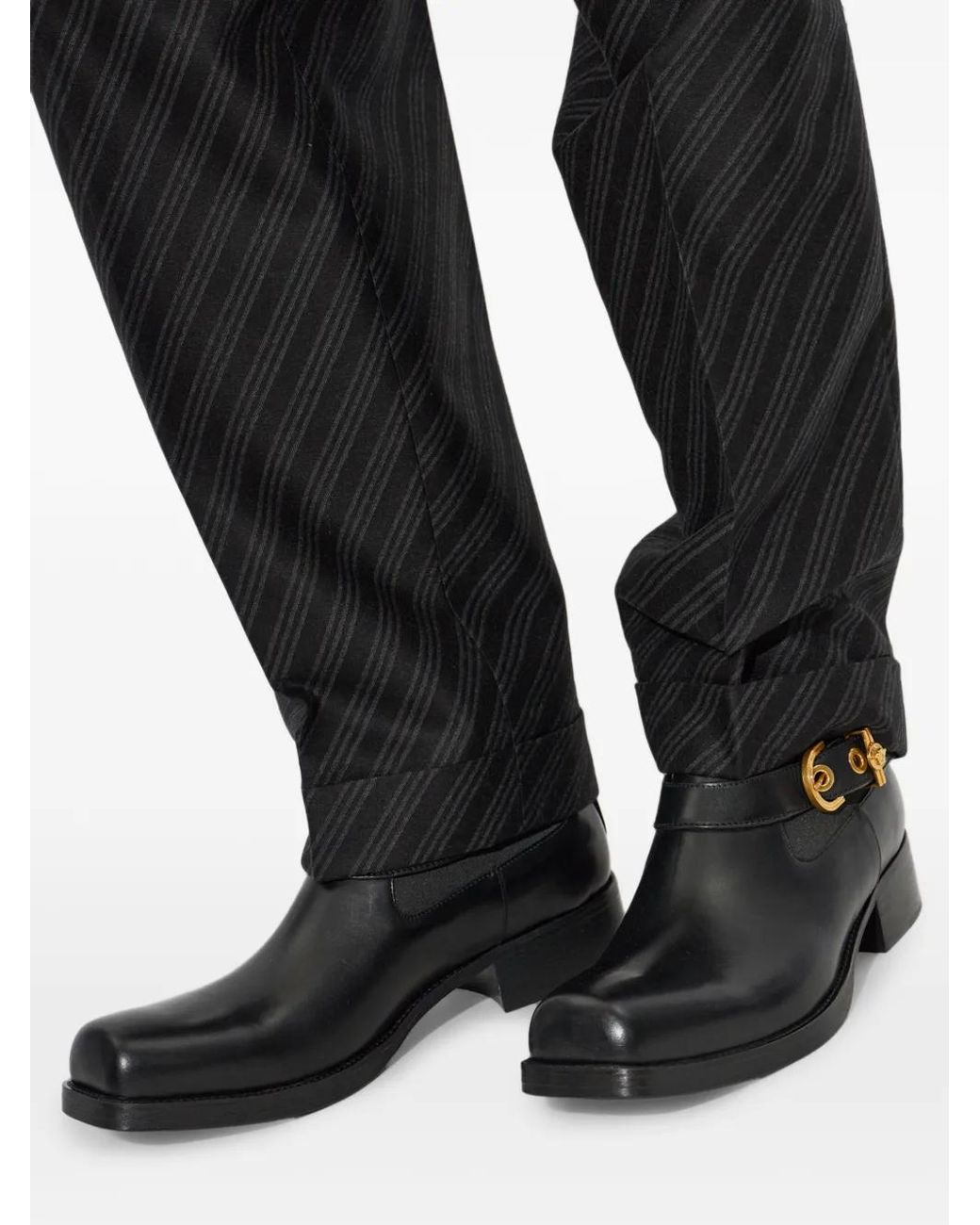 Versace Black Bottines Chelsea Orlando En Cuir for men