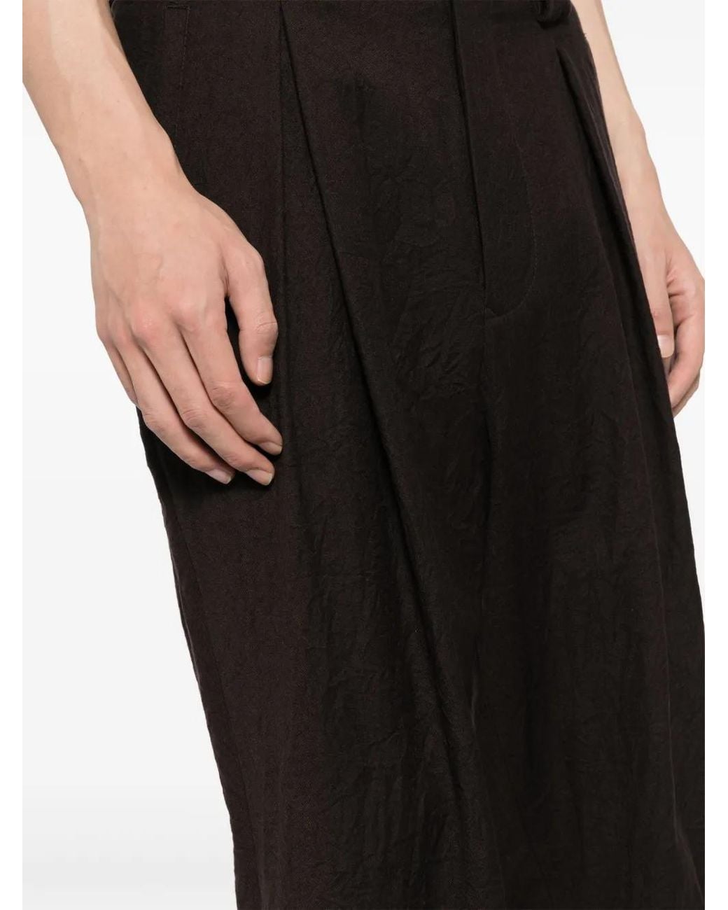 Giorgio Armani Black Single-Pleat Flannel Trousers for men