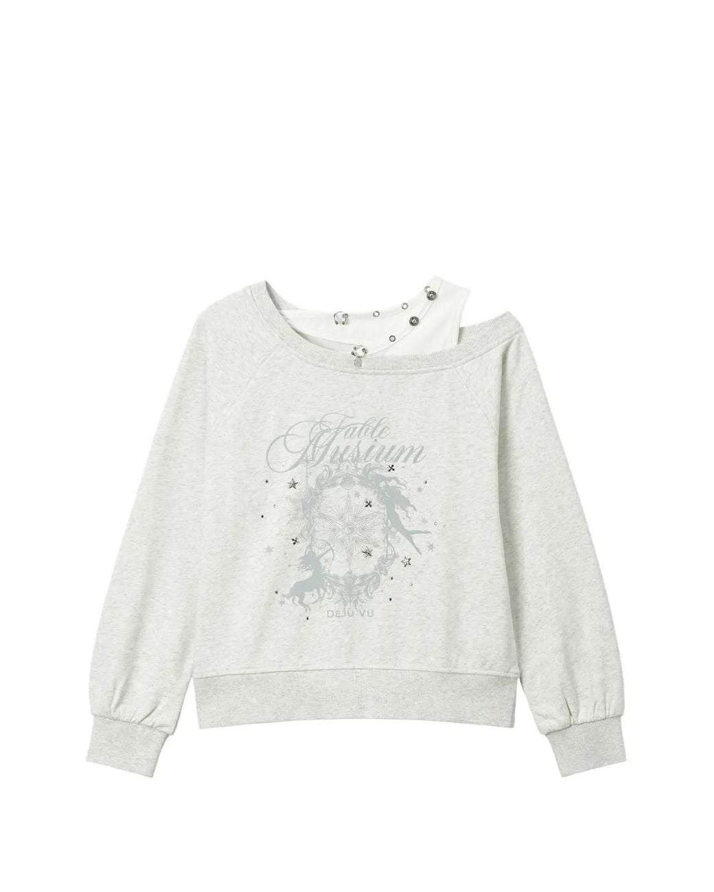 Musium Div. White Graphic-Print Layered Sweater
