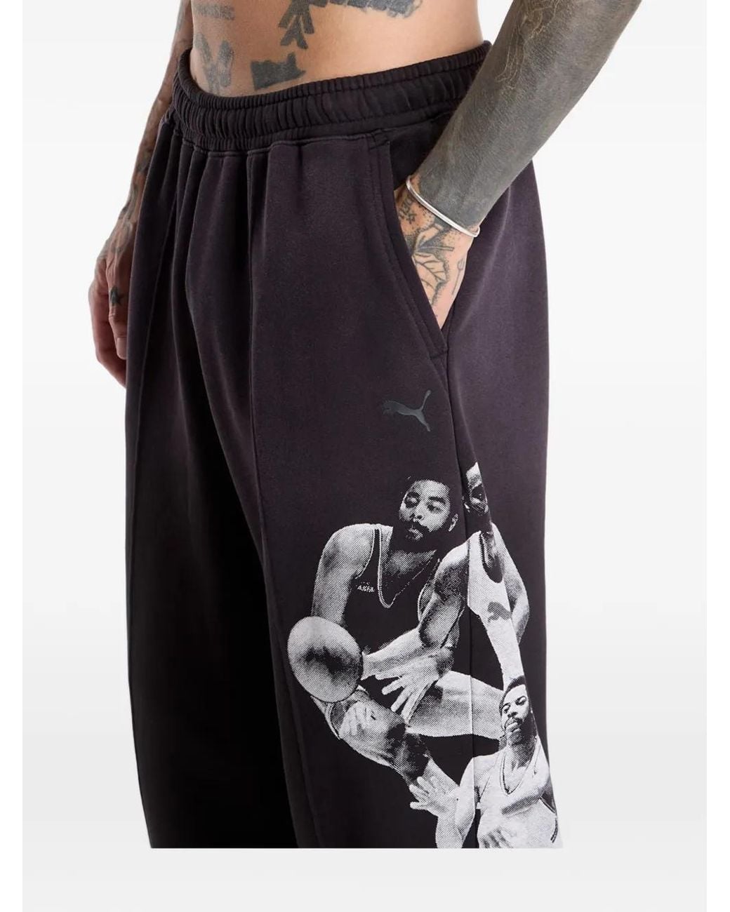 PUMA Black Memory Lane Fleece Basketball Sweatpants for men