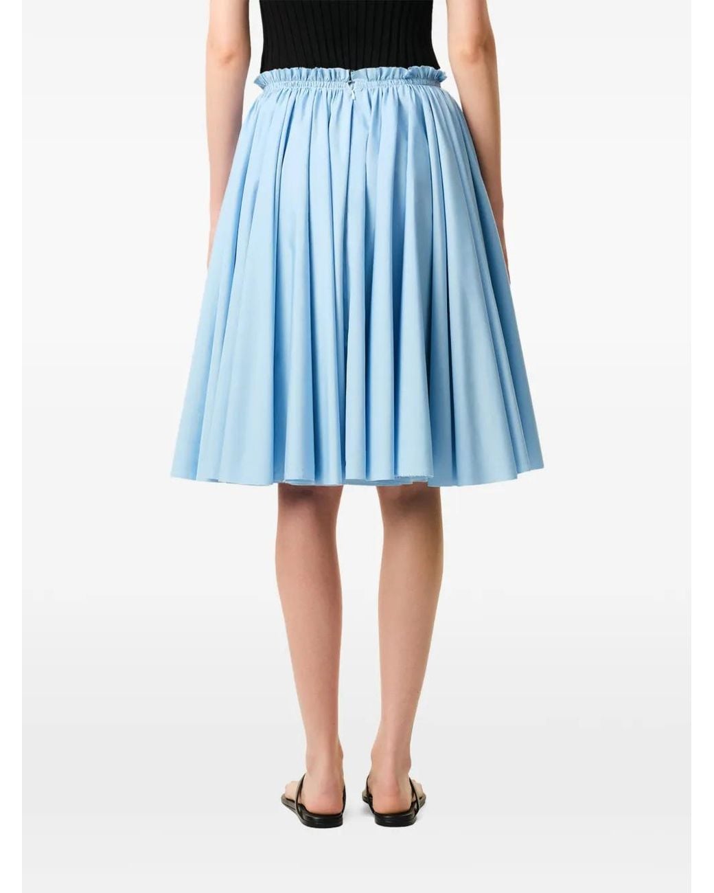 AMI Blue Cotton Midi Corolla Skirt