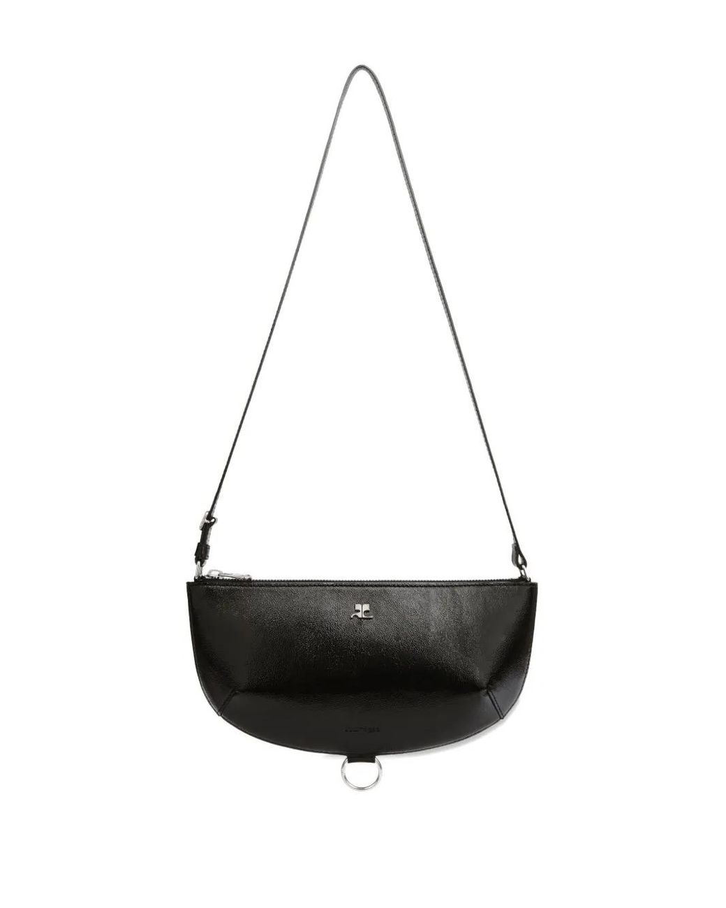 Courreges Black Holy Eclipse Leather Shoulder Bag