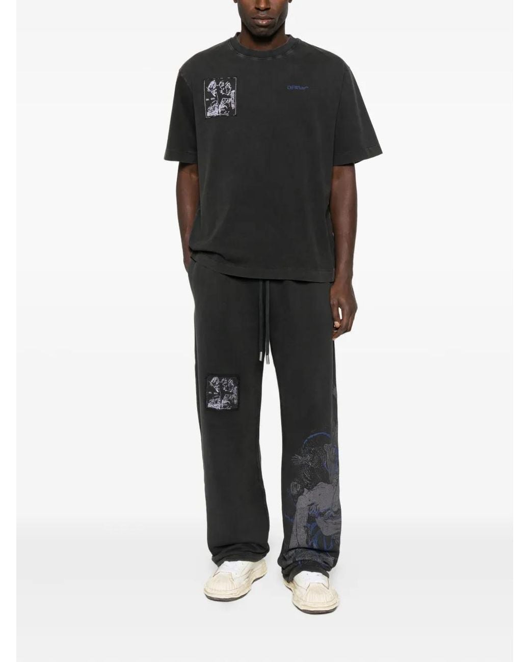Off-White c/o Virgil Abloh Gray Graphic-Patch Trousers for men