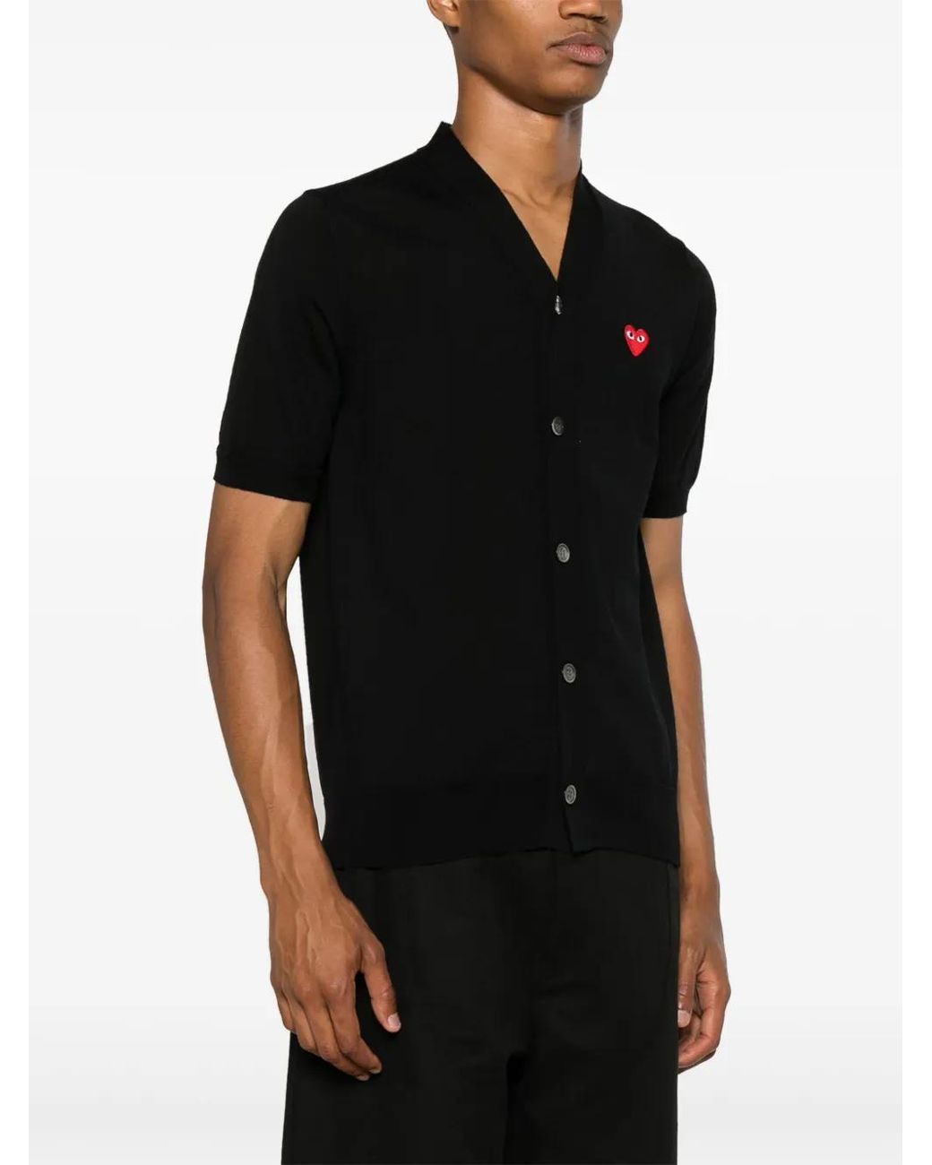 COMME DES GARÇONS PLAY Black Logo-Patch Short-Sleeve Cardigan