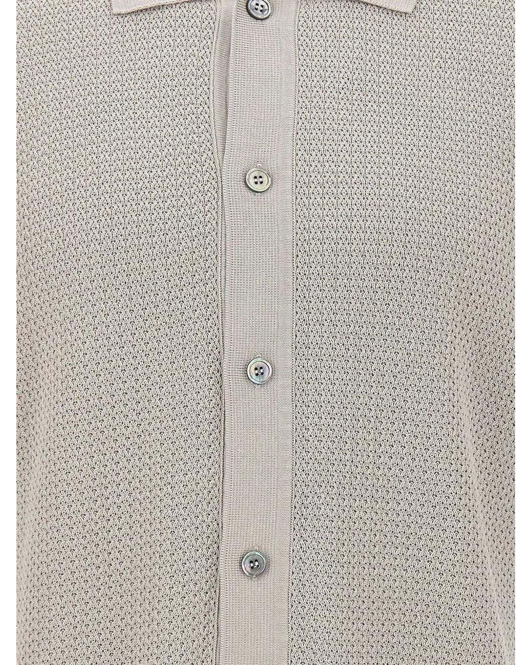 FILIPPO DE LAURENTIIS White Textured-Knit Short-Sleeve Shirt for men