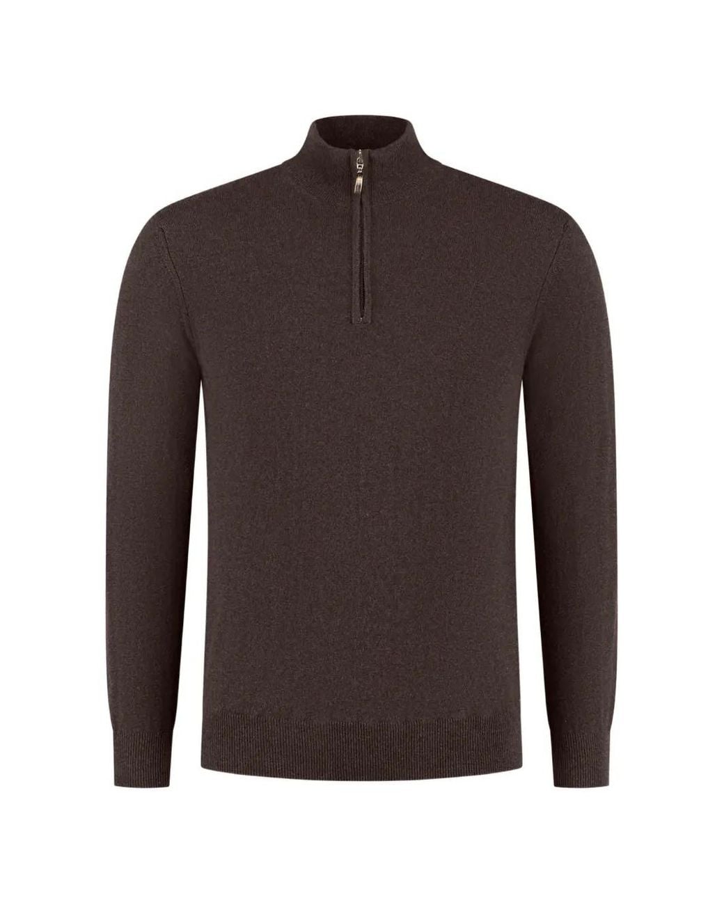 Doriani Brown Quarter-Zip Knitted Sweater for men